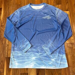 Reel Life Men's Fishing T-Shirt XL Blue Water Camo Long Sleeve Quick Dry